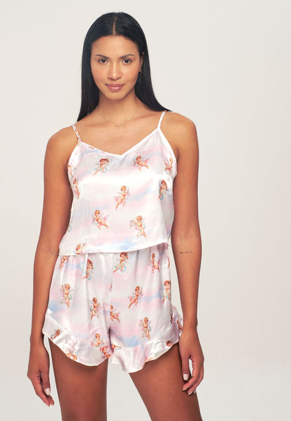 Angel Print Patterned Short Pyjama Set