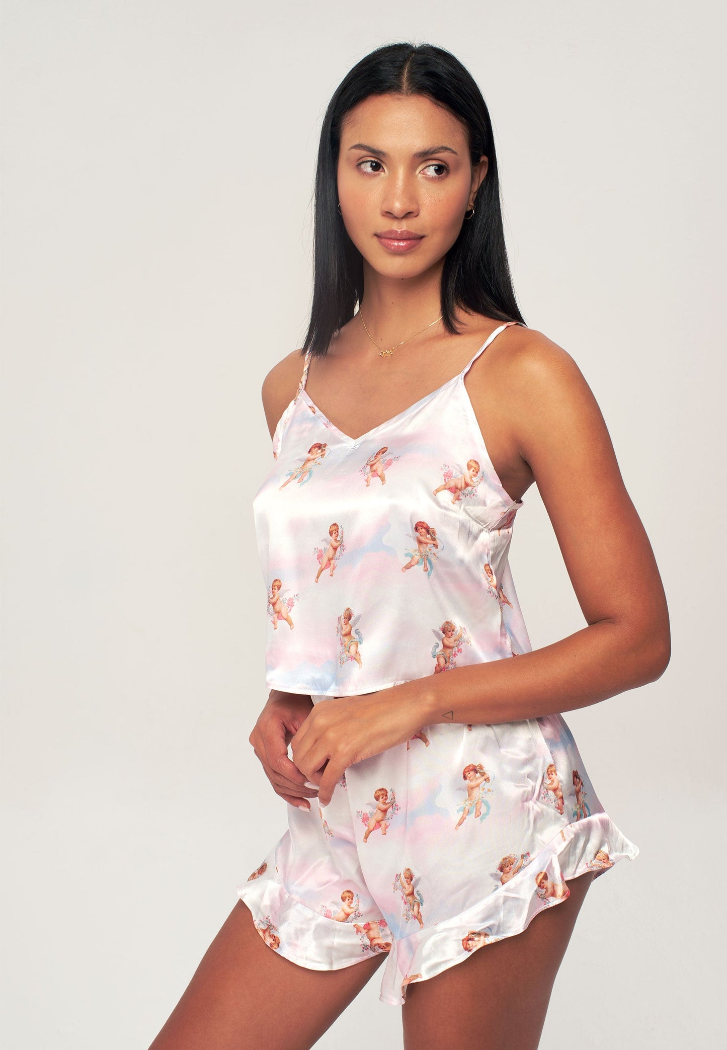 Angel Print Patterned Short Pyjama Set