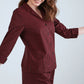 Partterned Shirt Long Sleeve Pyjama Set - Maroon