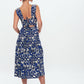 Printed Tie Back Long Dress - Day dress - navy blue