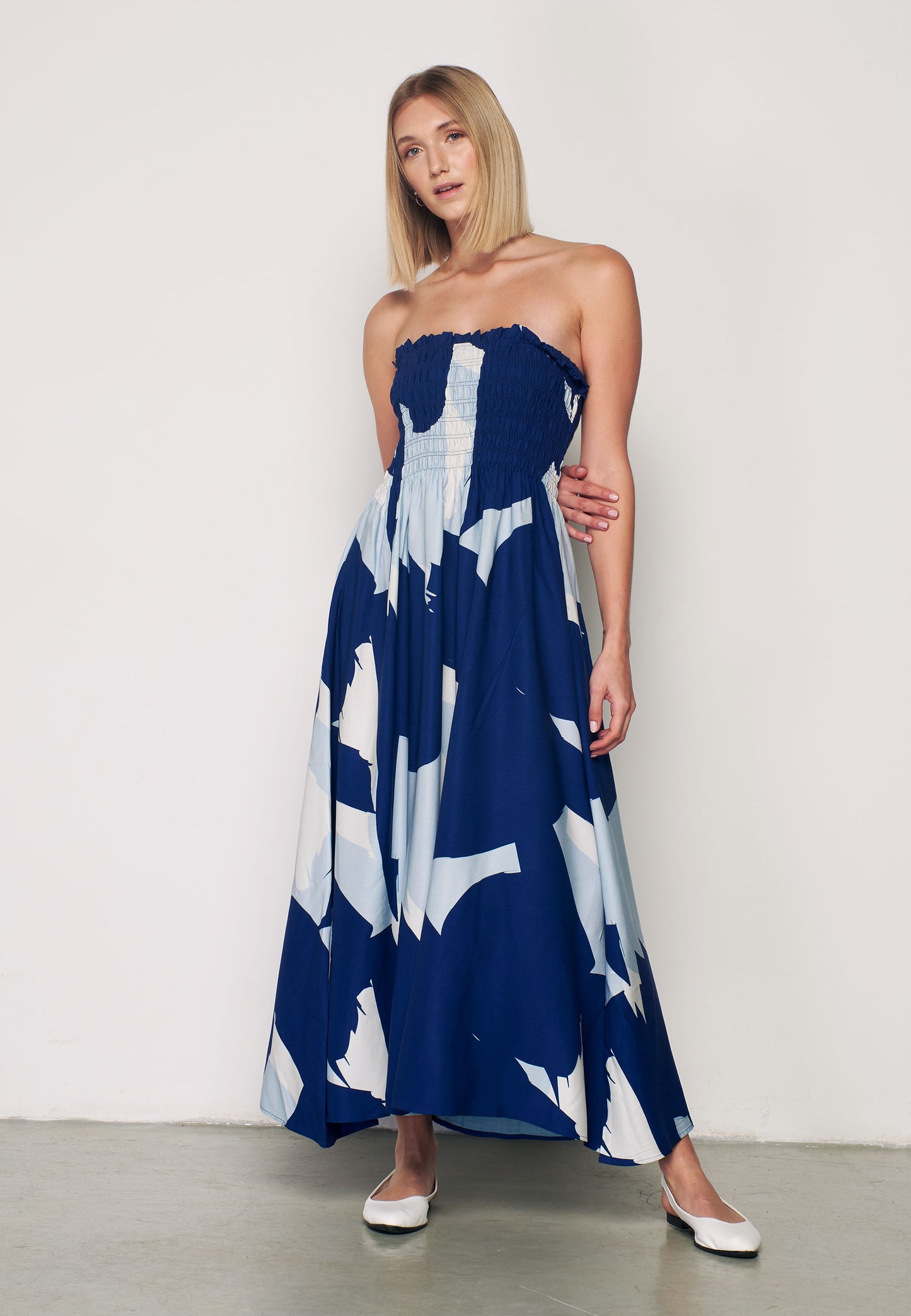 Sleeveless Patterned Sundress - Blue