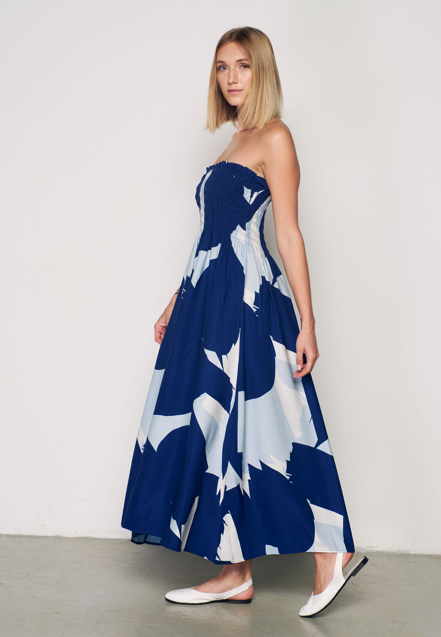 Sleeveless Patterned Sundress - Blue