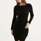 Black Long Sleeve Wrap Dress