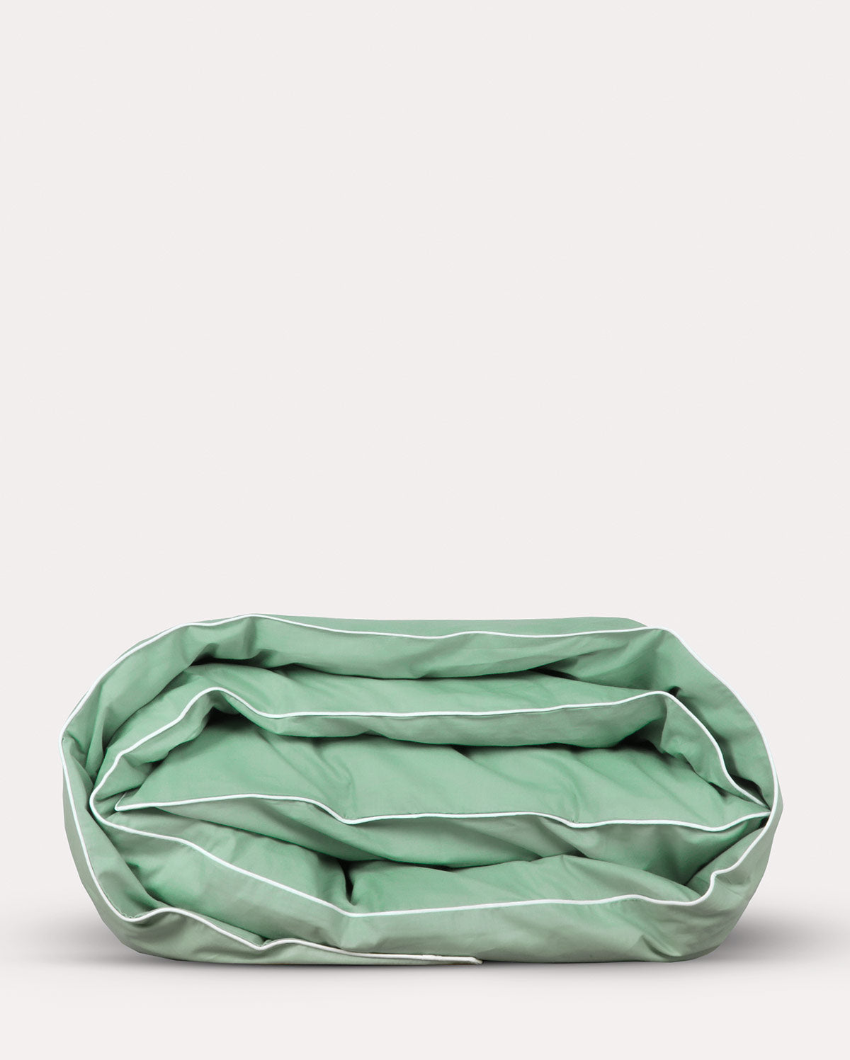 Classic Percale - Core Bedding Set - Jade Green with White Piped Edge