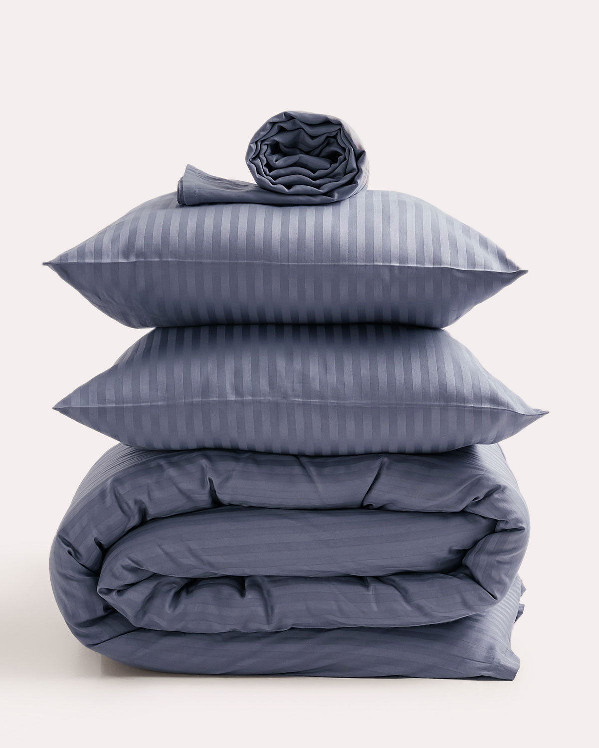 Sateen Stripe - Core Bedding Set (Flat) - Dark Grey