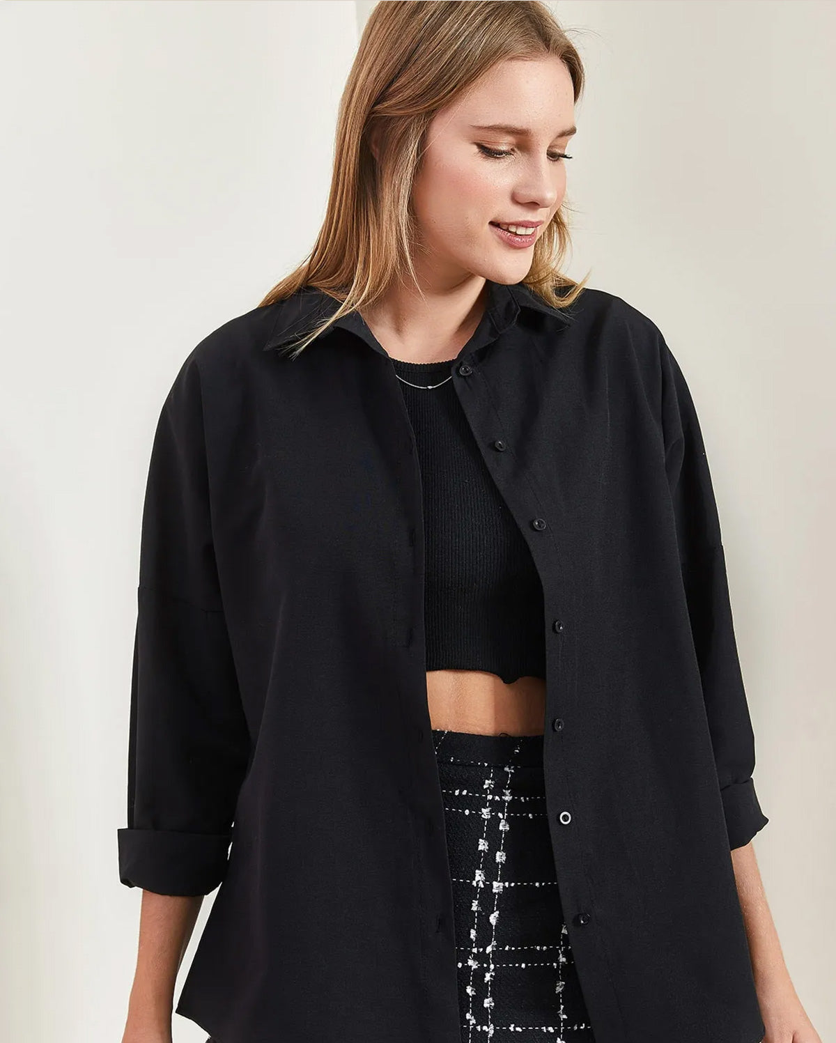 Basic Oversized Shirt - Black