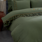 Embroidered Duvet Cover Set - Green