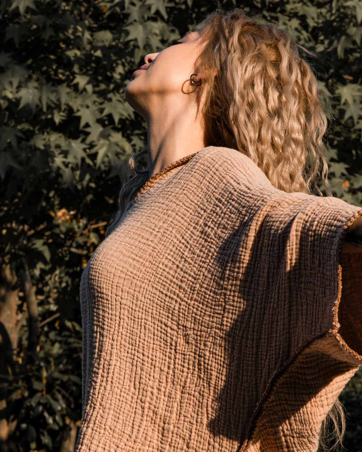 Cocoon Cotton Poncho-Sunset