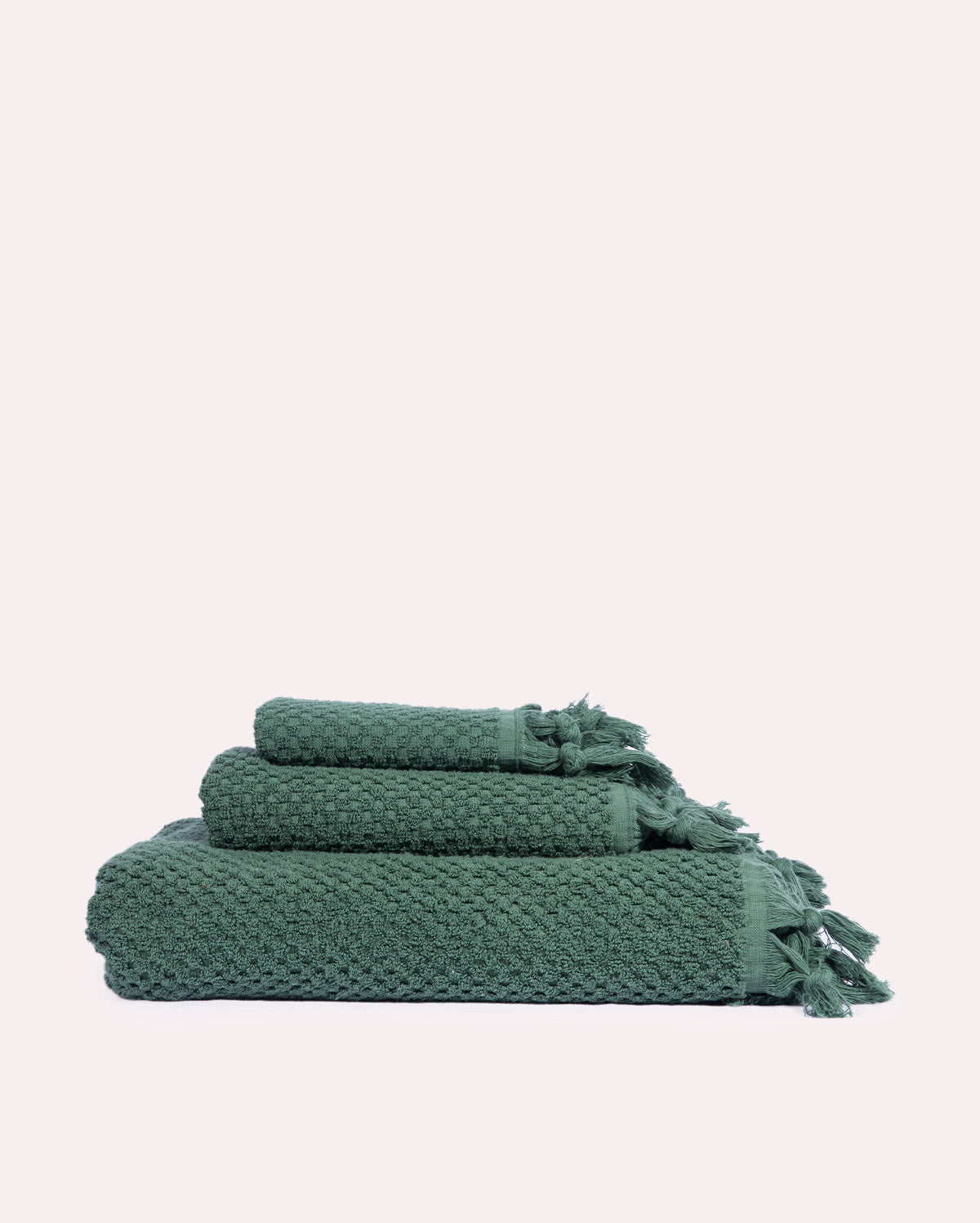 Tassel Cotton Towel Set (3 Towels) - Pine Green