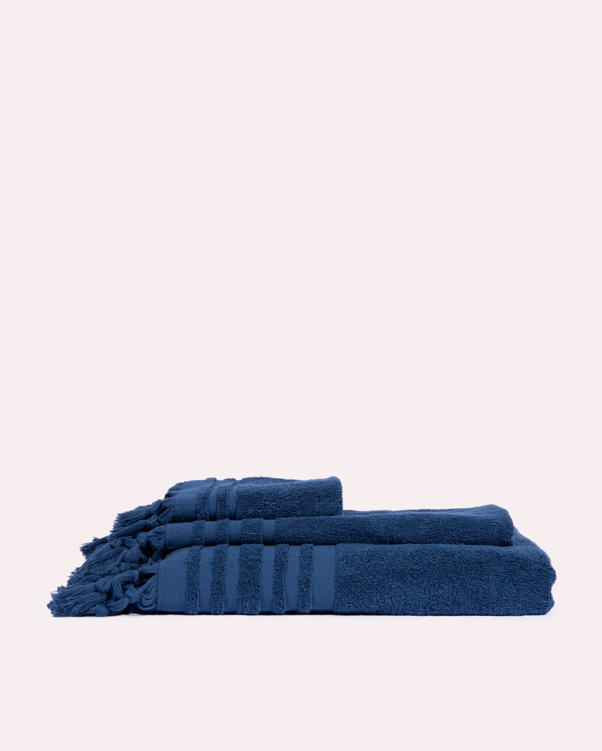 Ribbed Soft Cotton Towel Set - Blue (3 Towels)