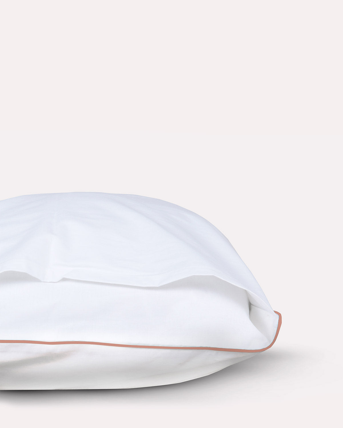 Classic Percale Pillowcase 2pcs- White with Peach Pipe Edge