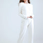 Long Sleeve Crew Neck Pyjama Set - White