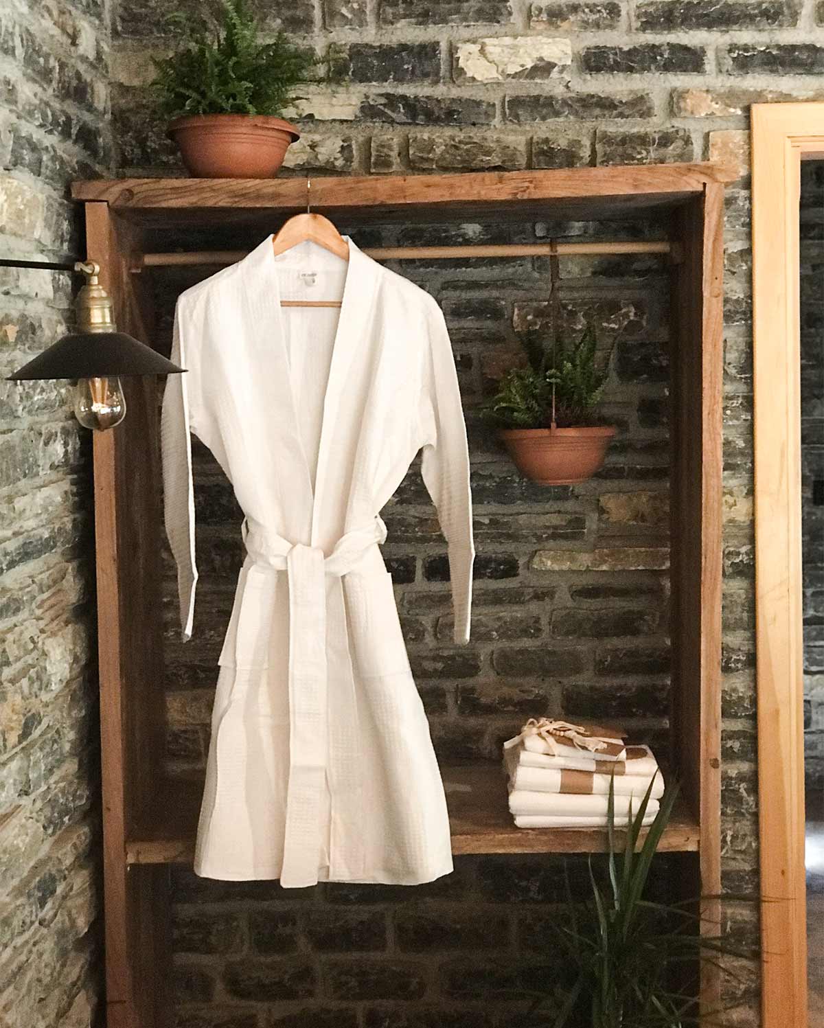 Santorini Collection Bathrobe Set of 2 pieces- White