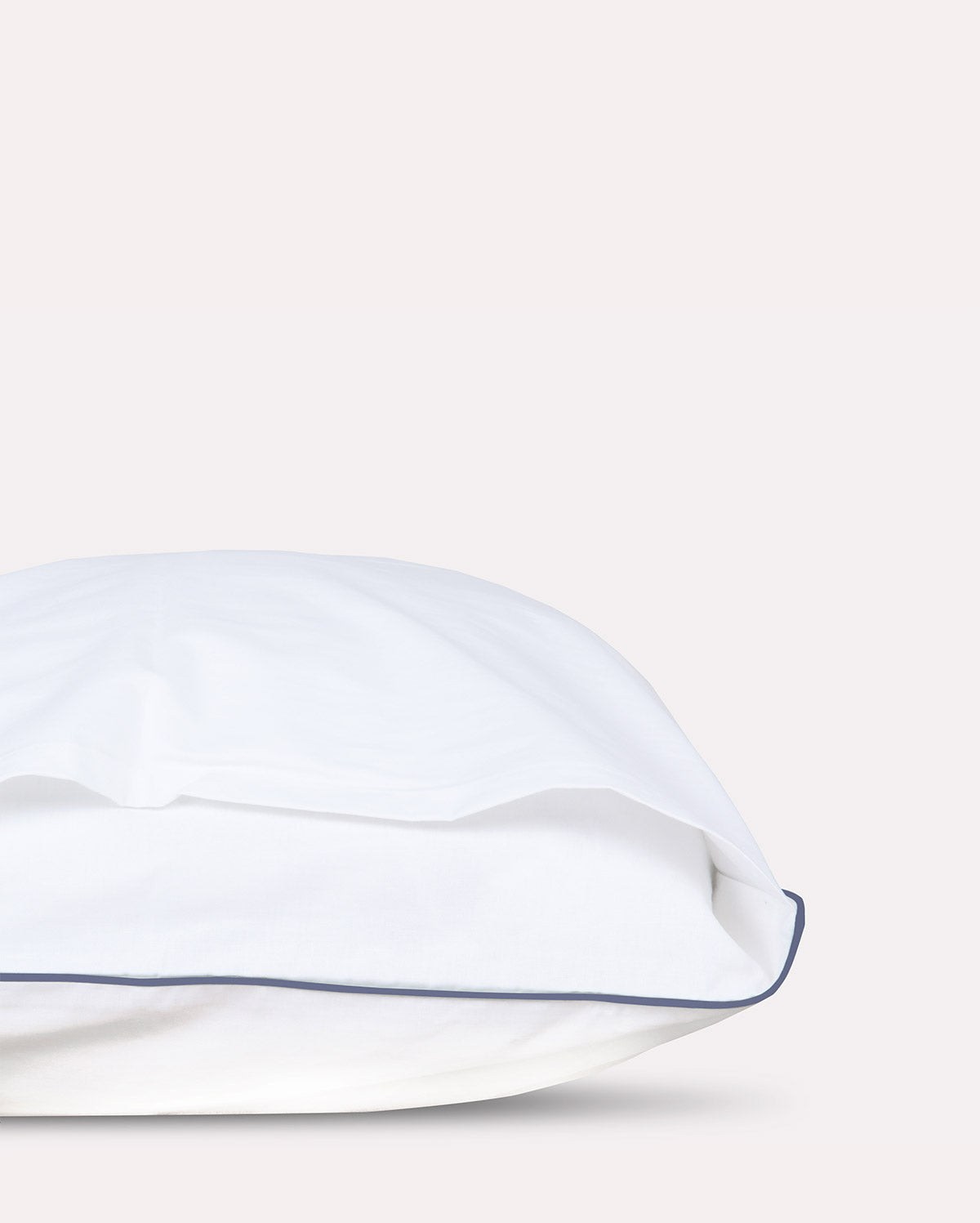 Classic Percale - Core Bedding Set - White with Navy Blue Piped Edge