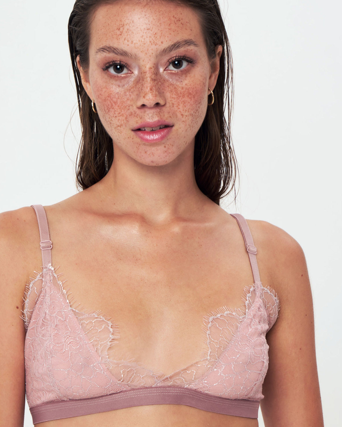 Athena Bralette Triangle Lace Bra - Pink & Lilac