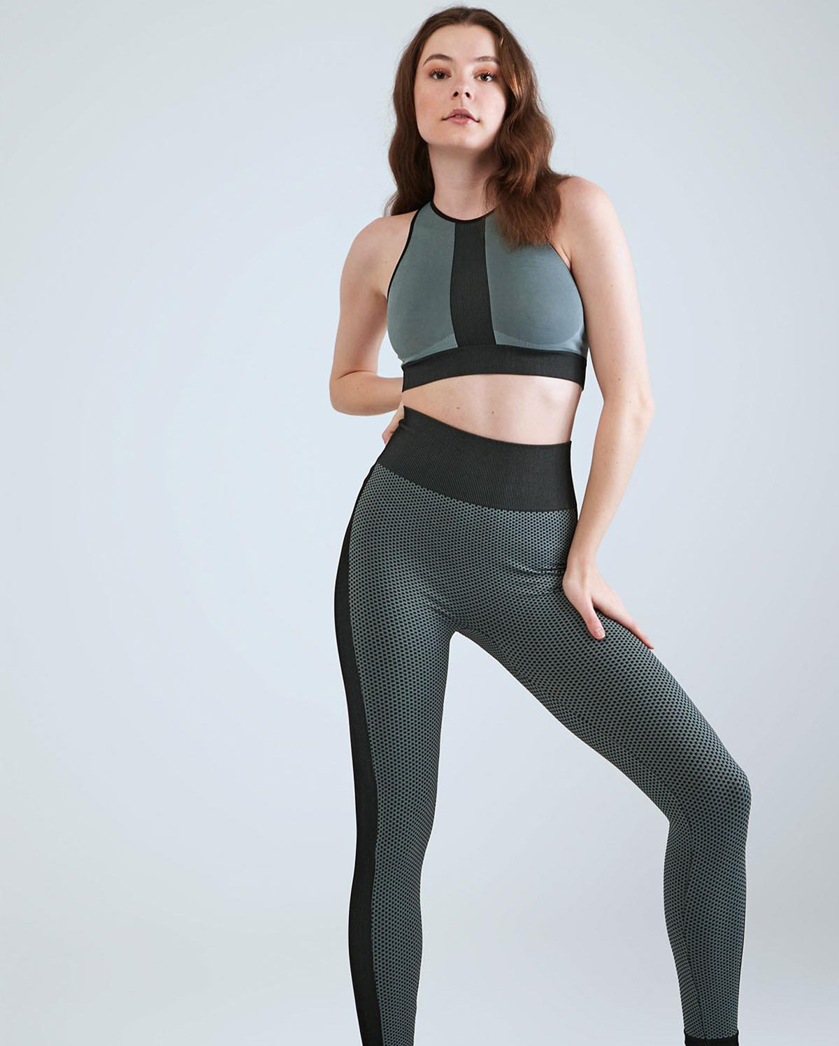 Seamless Legging Bustier Set - Green