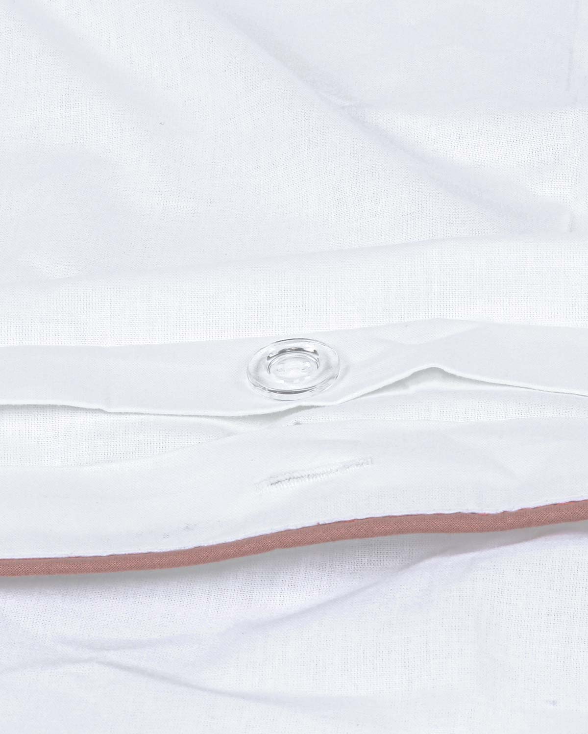 Classic Percale Duvet Cover- White with Peach Piped Edge