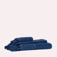 Ribbed Soft Cotton Towel Set - Blue (3 Towels)