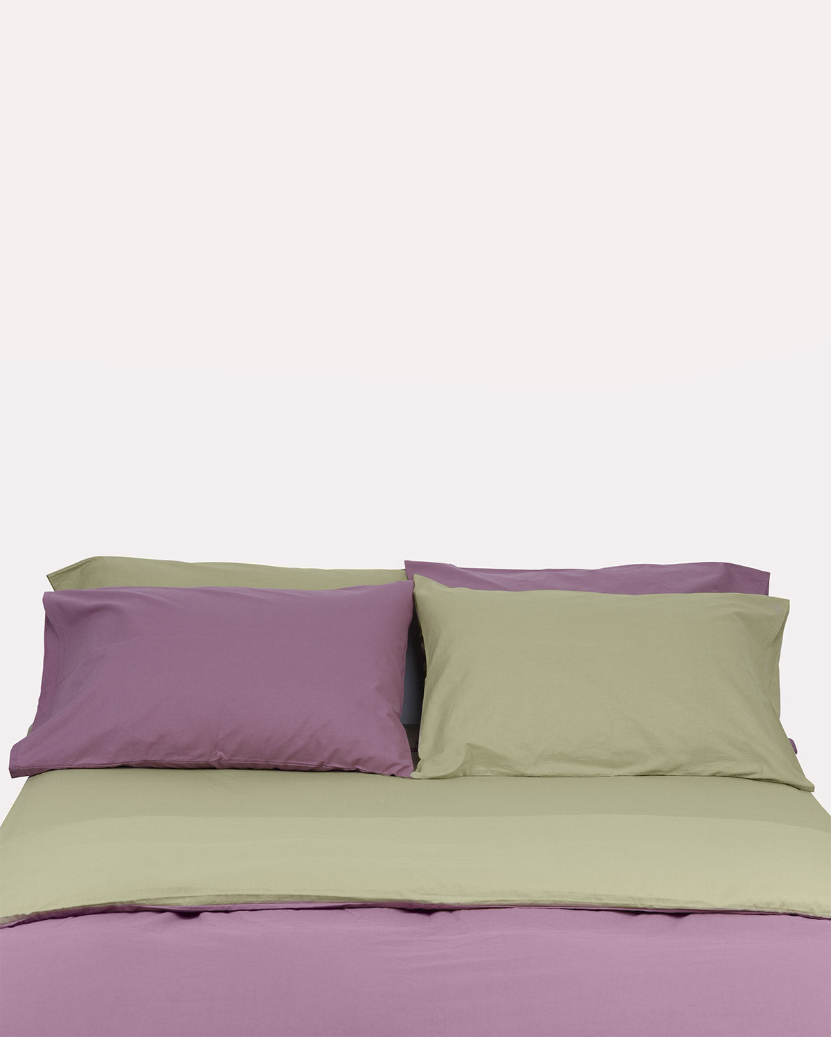 Reversible Percale Bedding Set - Sage Green & Lilac