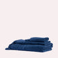 Ribbed Soft Cotton Towel Set - Blue (3 Towels)