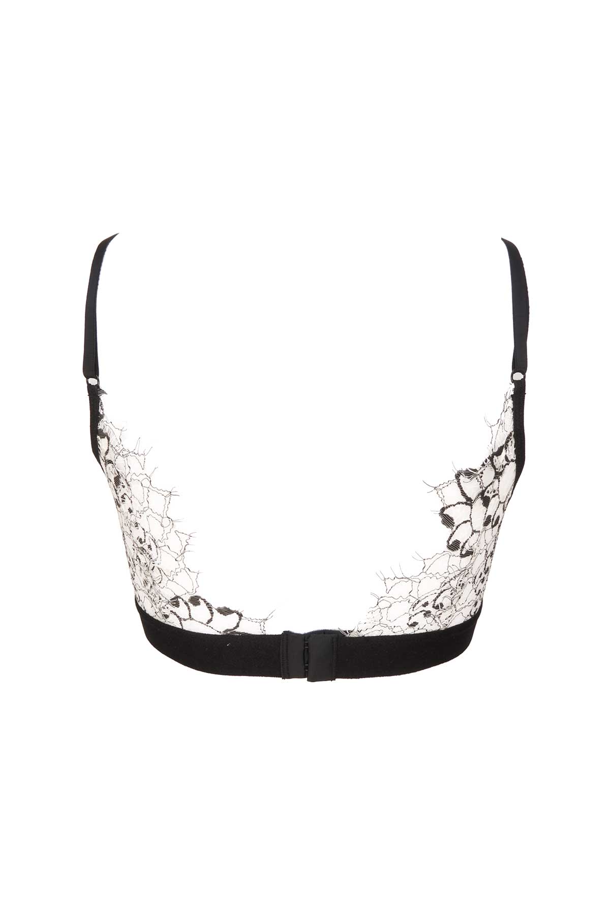 Athena Bralette Triangle Lace Bra Patterned White Black