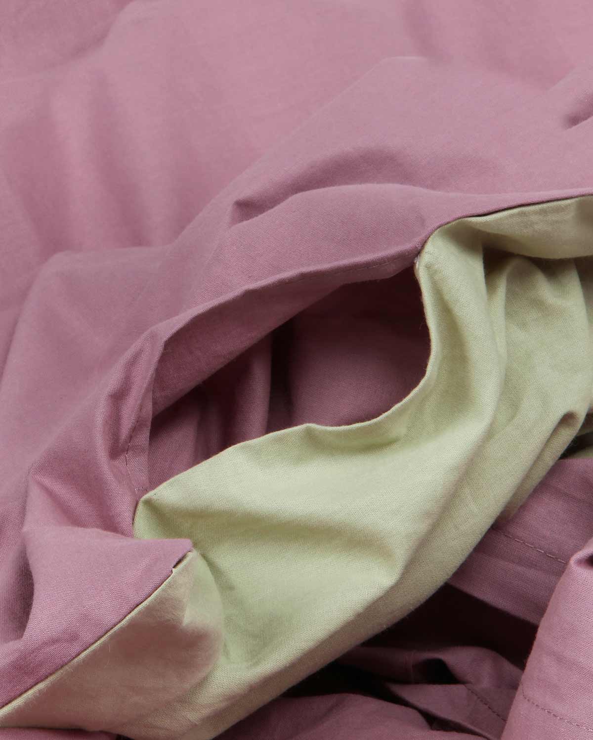 Reversible Percale Duvet Cover- Sage Green & Lilac