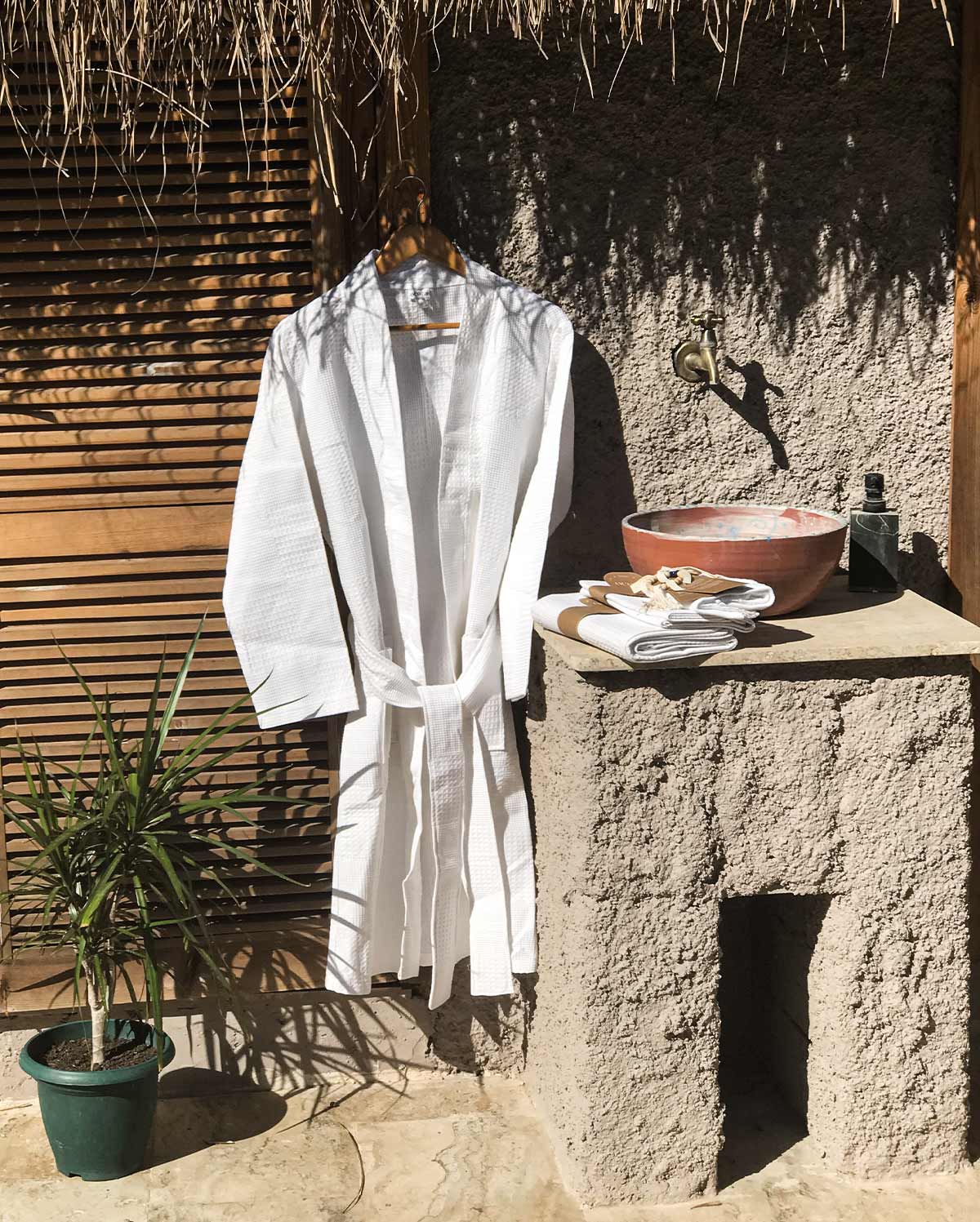 Santorini Collection Bathrobe Set of 2 pieces- White