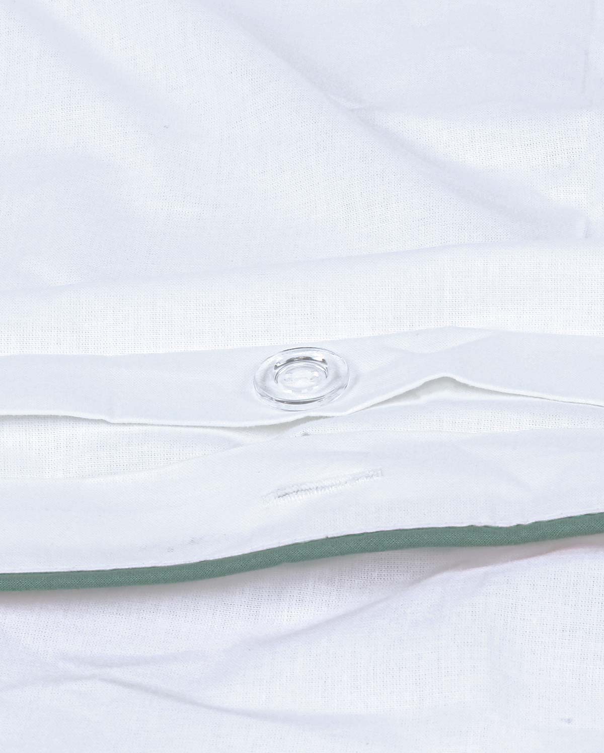 Classic Percale Duvet Cover- White with Jade Green Piped Edge