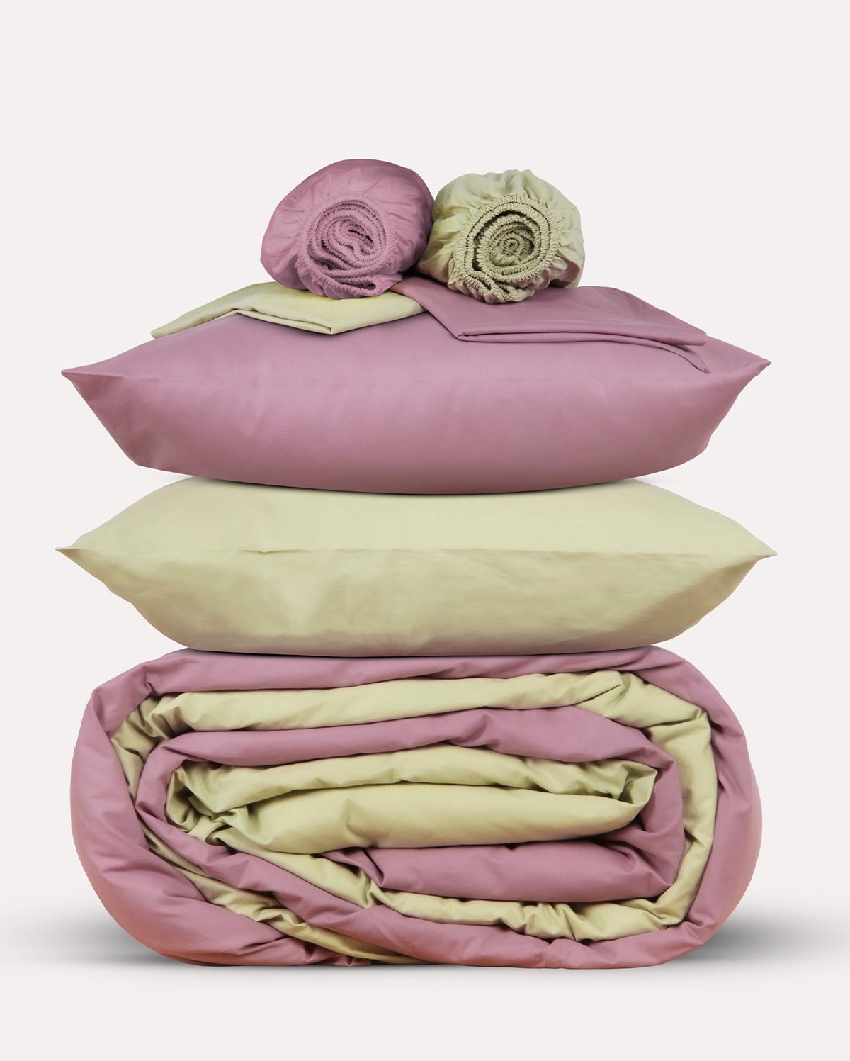 Reversible Percale Bedding Set - Sage Green & Lilac