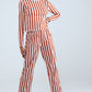 Long Sleeve Striped Pyjama Set Orange