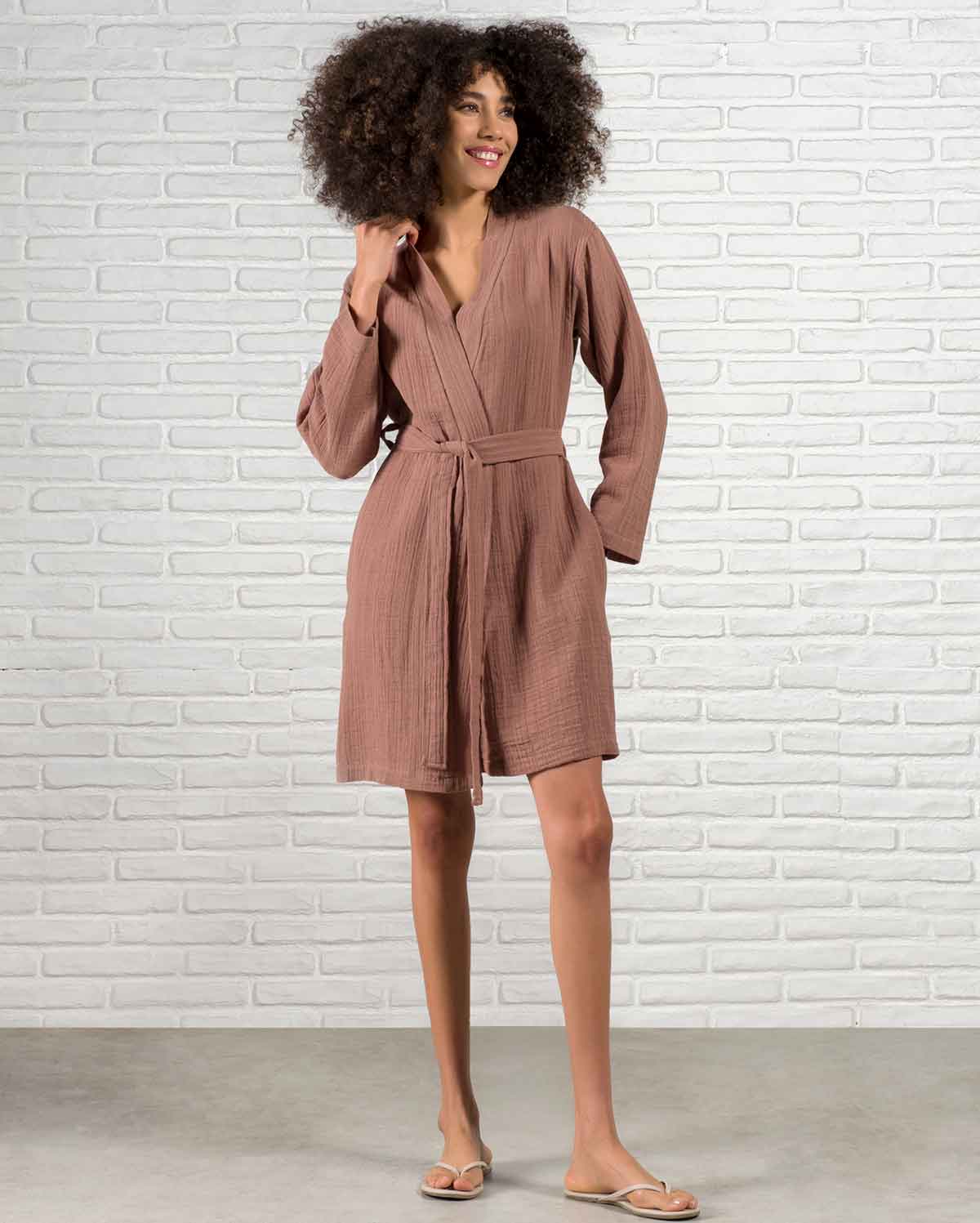 Muslin Cotton Bathrobe - Amber