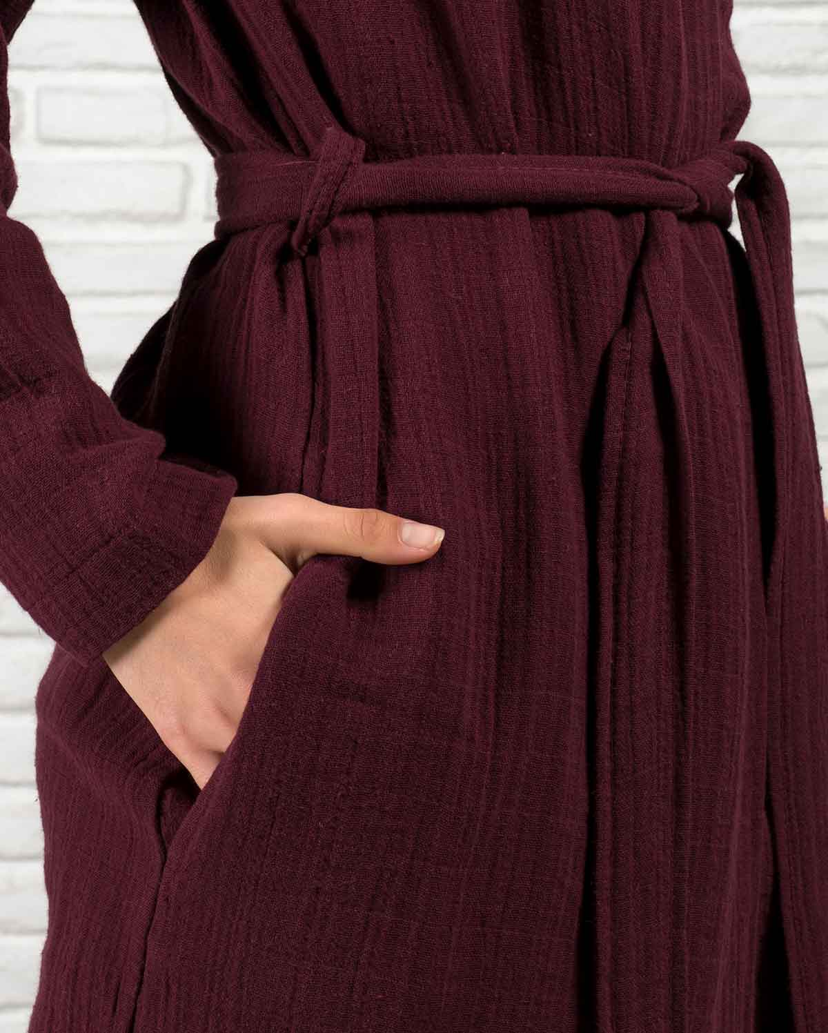 Muslin Cotton Bathrobe - Mulberry