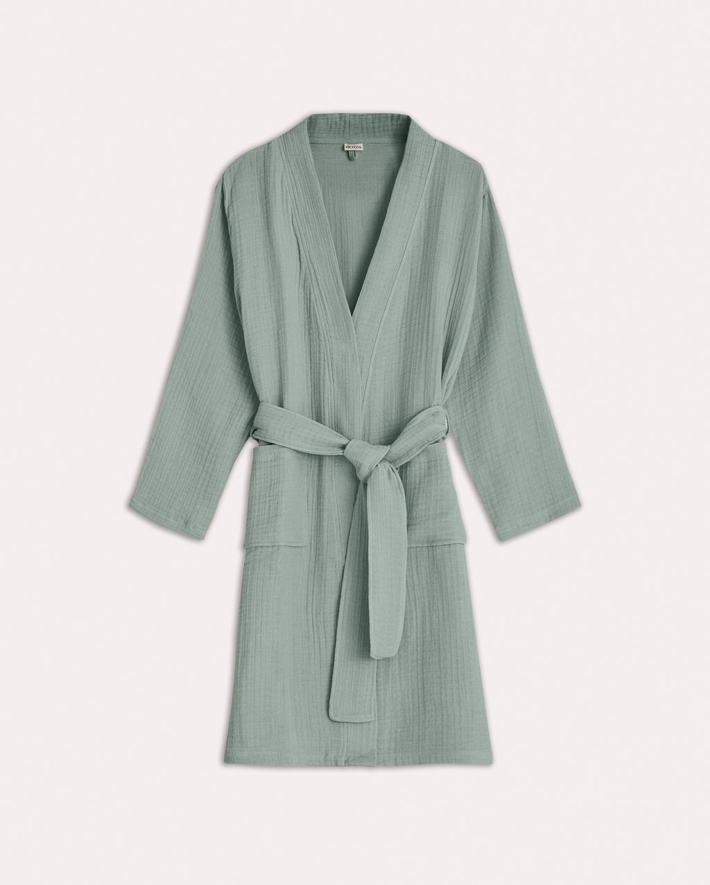 Muslin Cotton Bathrobe - Sage Green - Ocoza