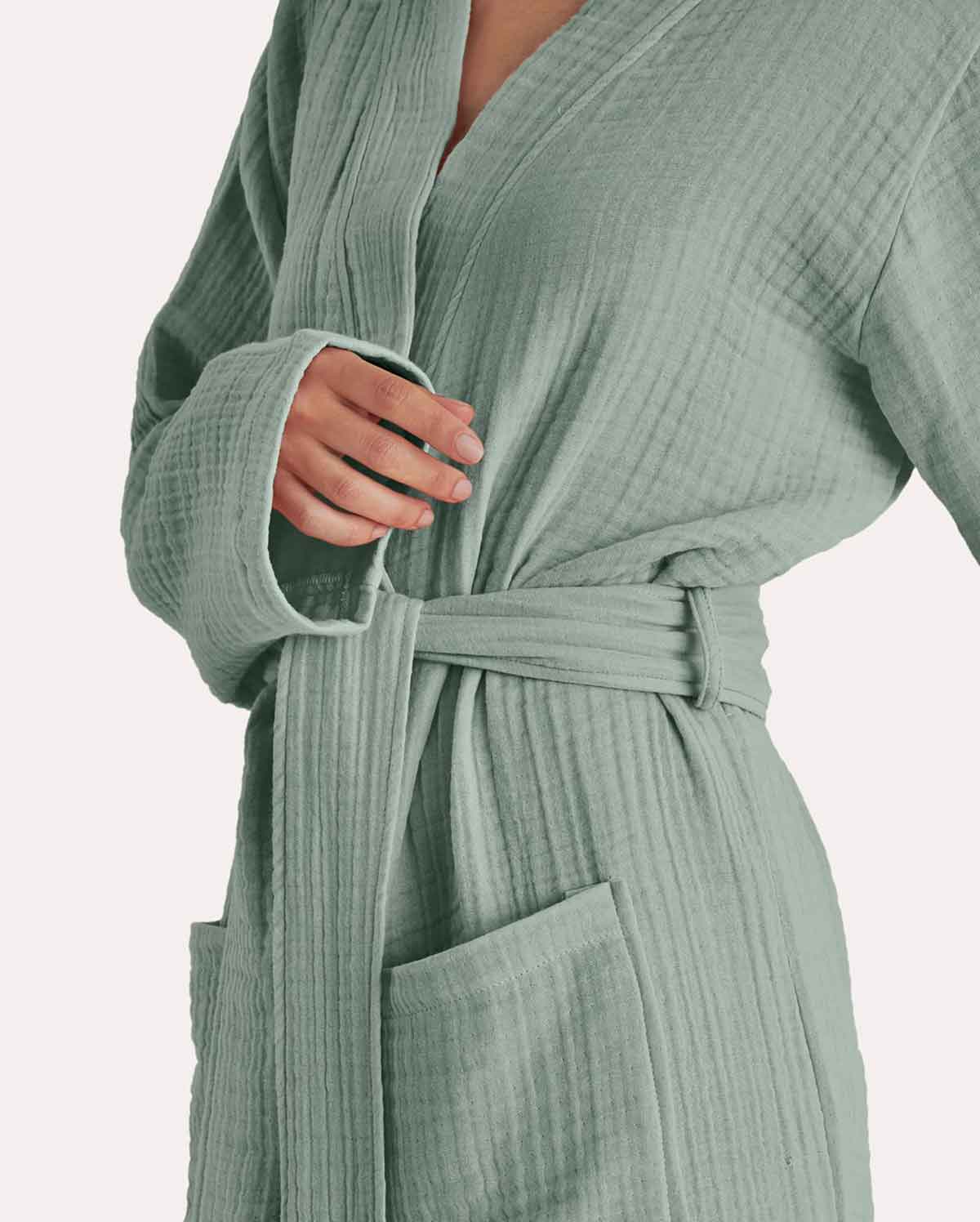 Muslin Cotton Bathrobe - Sage Green