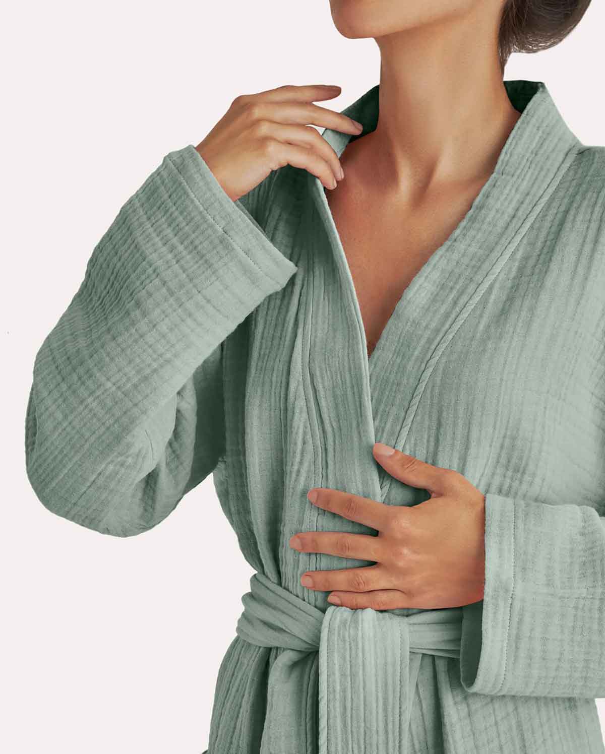 Muslin Cotton Bathrobe - Sage Green