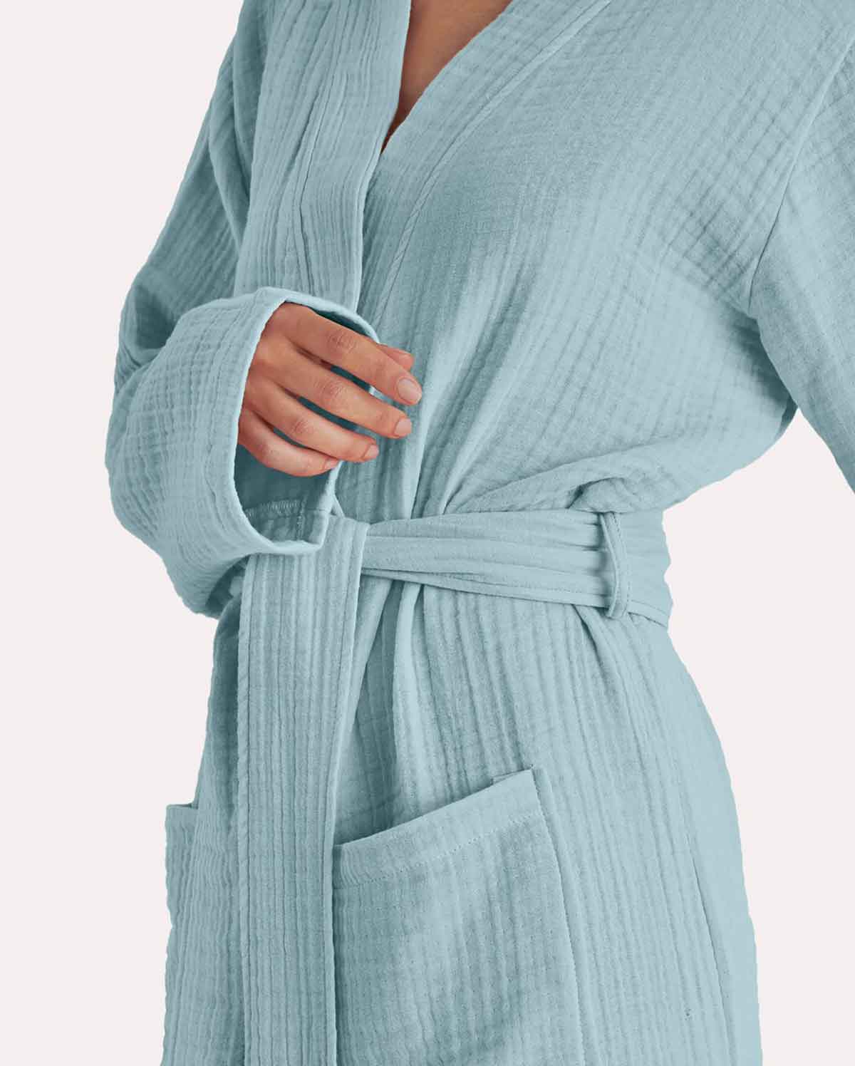 Muslin Cotton Bathrobe - Nile Green