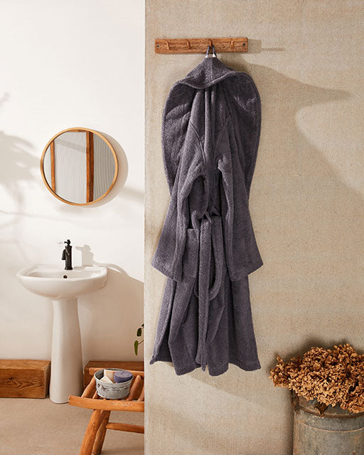 Spa Cotton Bathrobe - Dark Grey - Ocoza