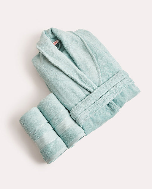 Spa Cotton Bathrobe Set 3 pcs - Green - Ocoza