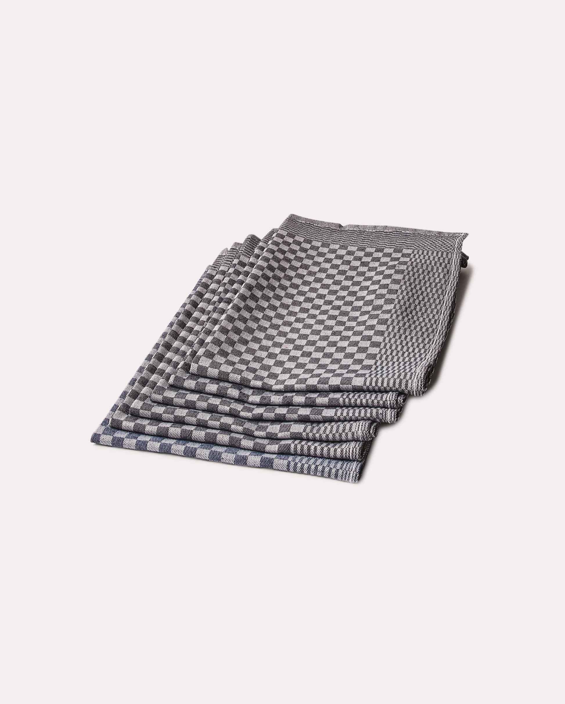 Gingham Cotton Tea Towel 6 pcs - Black - Ocoza