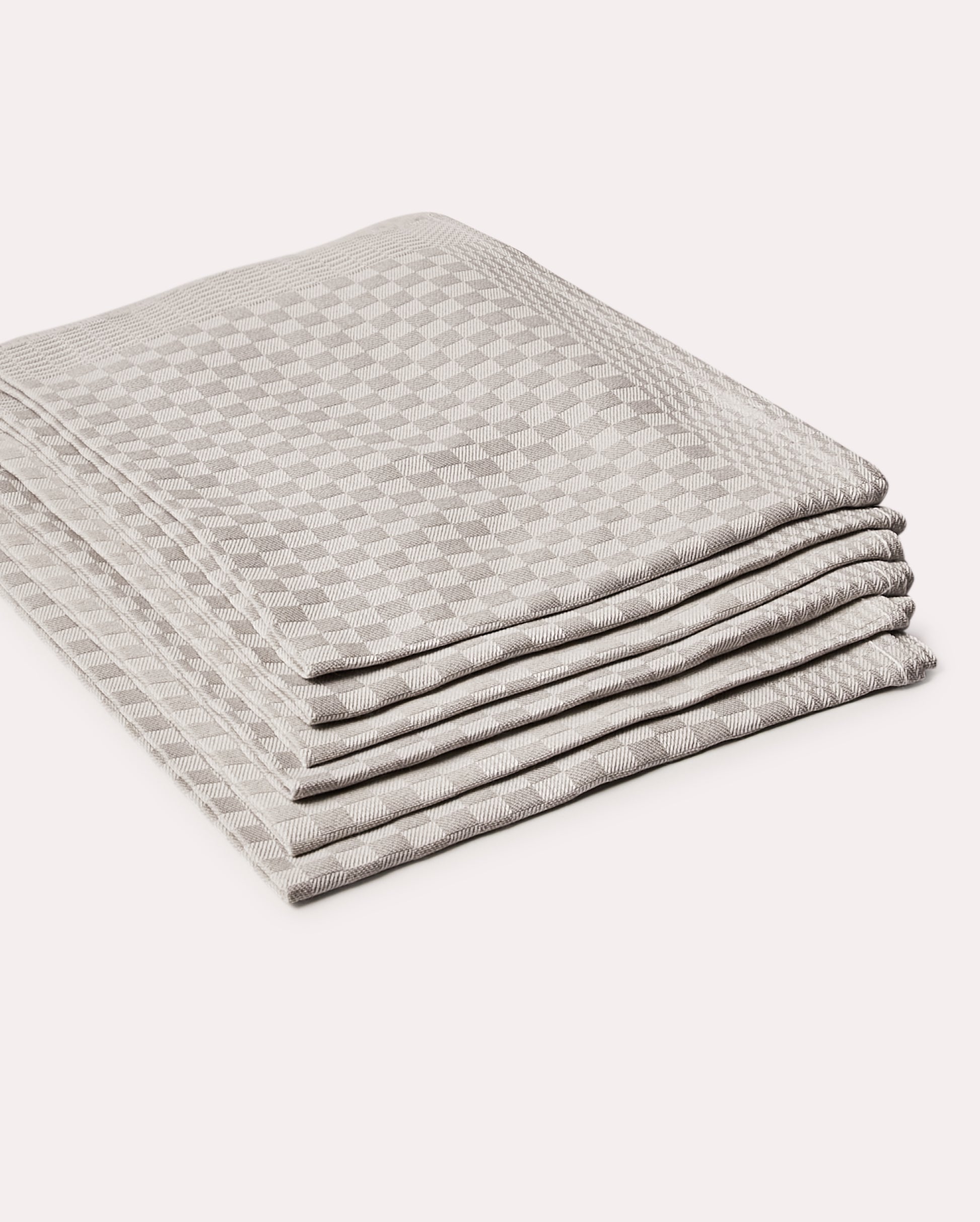 Gingham Cotton Tea Towel 6 pcs - Grey - Ocoza