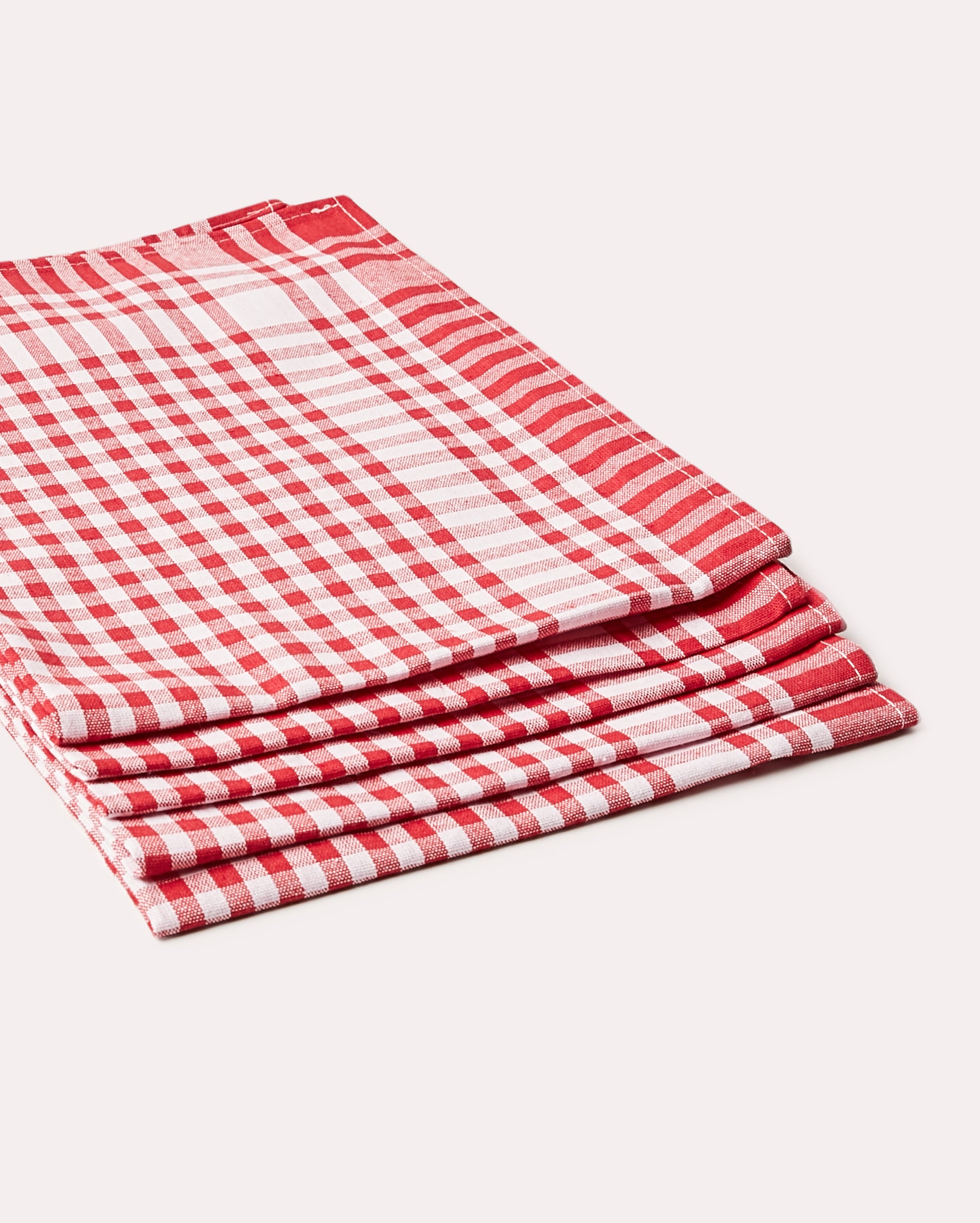 Checked Cotton Tea Towel 6 pcs - Red - Ocoza