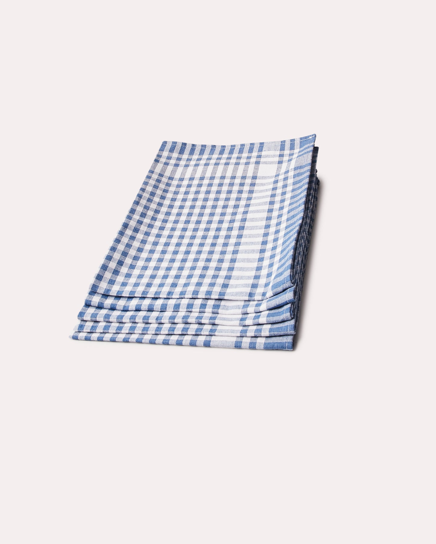 Checked Cotton Tea Towel 6 pcs - Blue - Ocoza