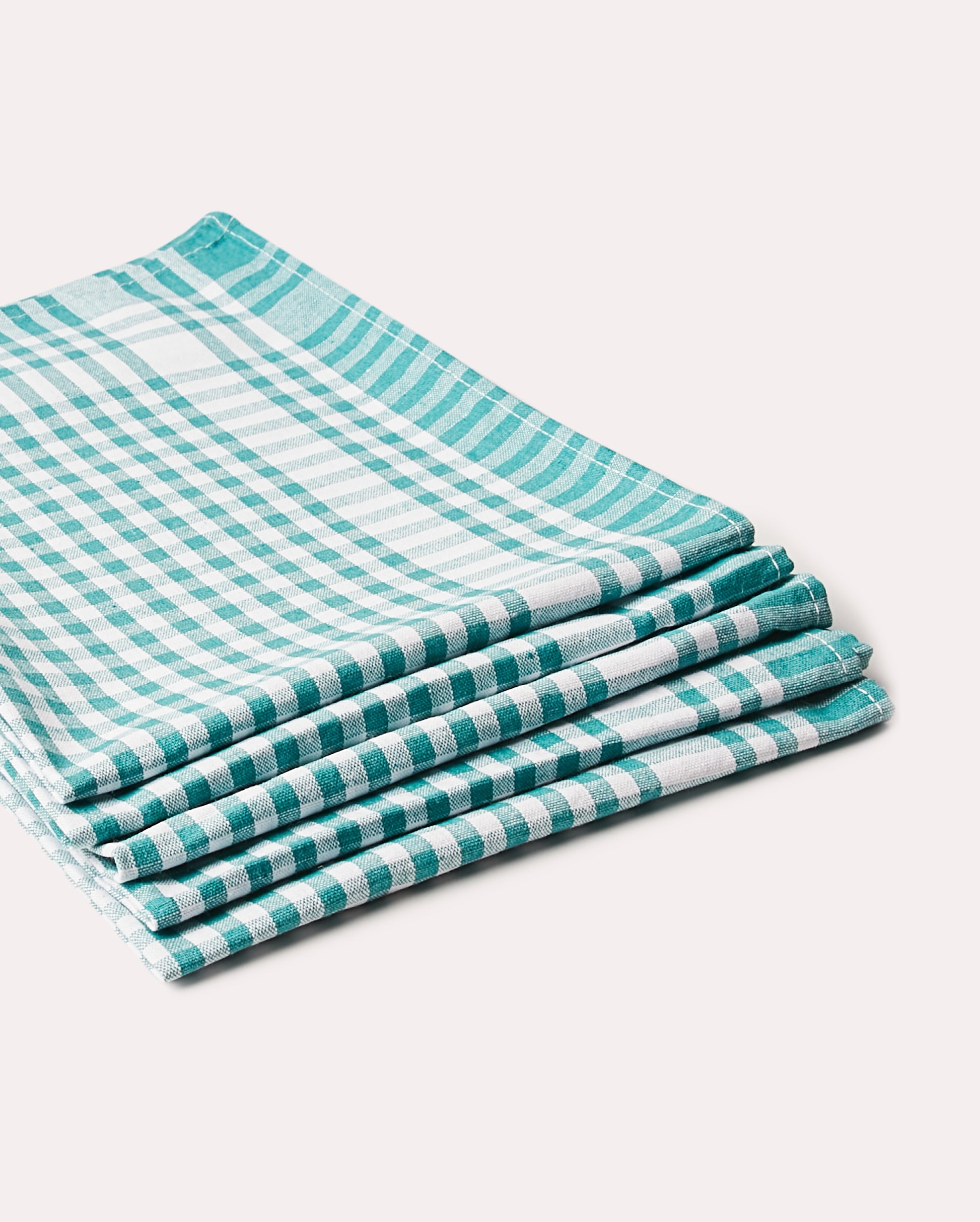 Checked Cotton Tea Towel 6 pcs - Green - Ocoza