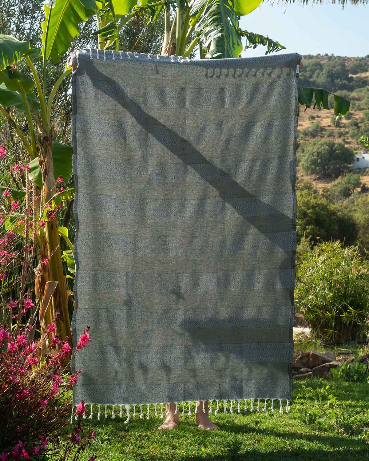 Stripes Handwoven Beach Towel - Grey