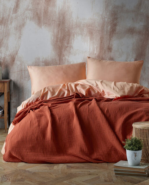 Mollis Muslin Cotton Blanket - Terracotta