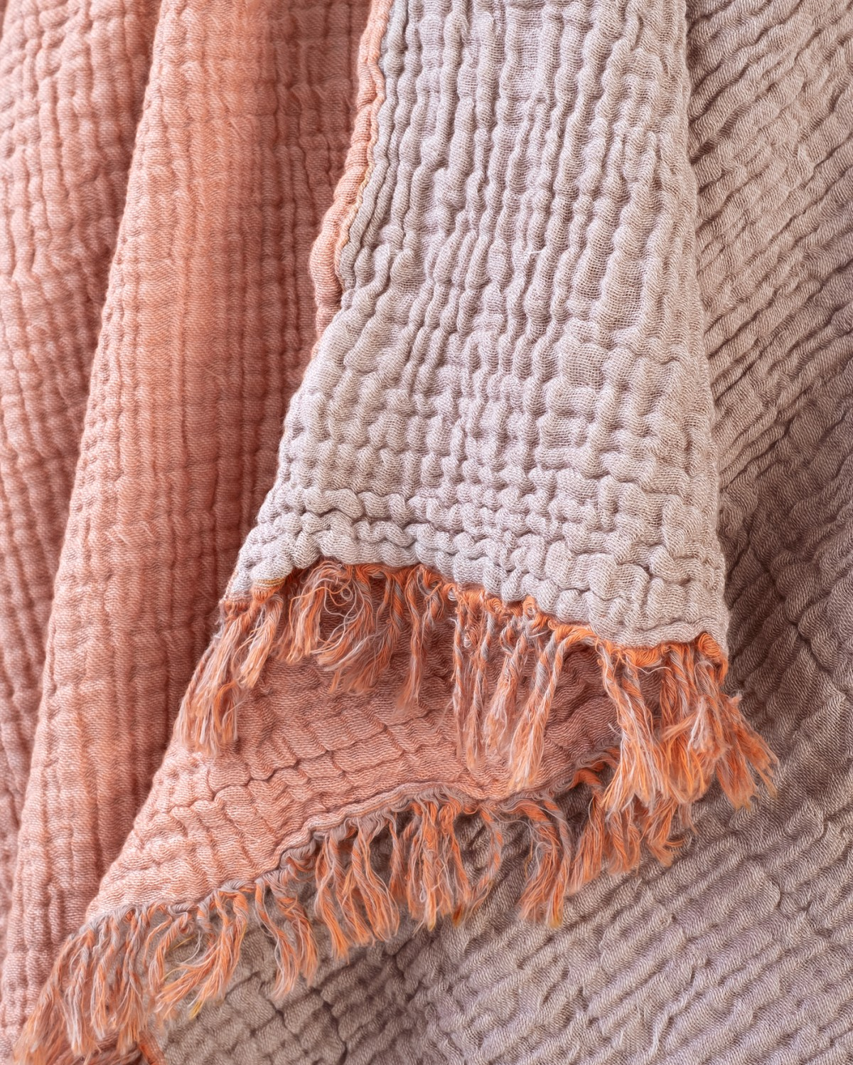 Cocoon Muslin Cotton Throw - Apricot & Ginger Snap