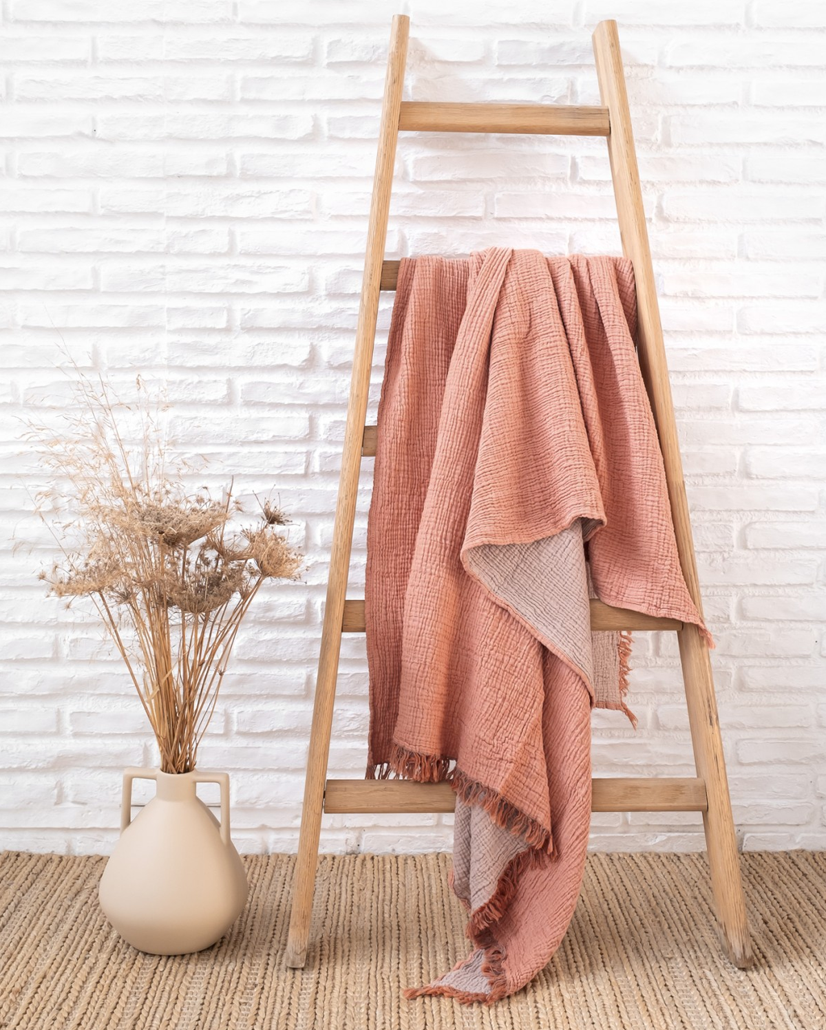 Cocoon Muslin Cotton Throw - Apricot & Ginger Snap