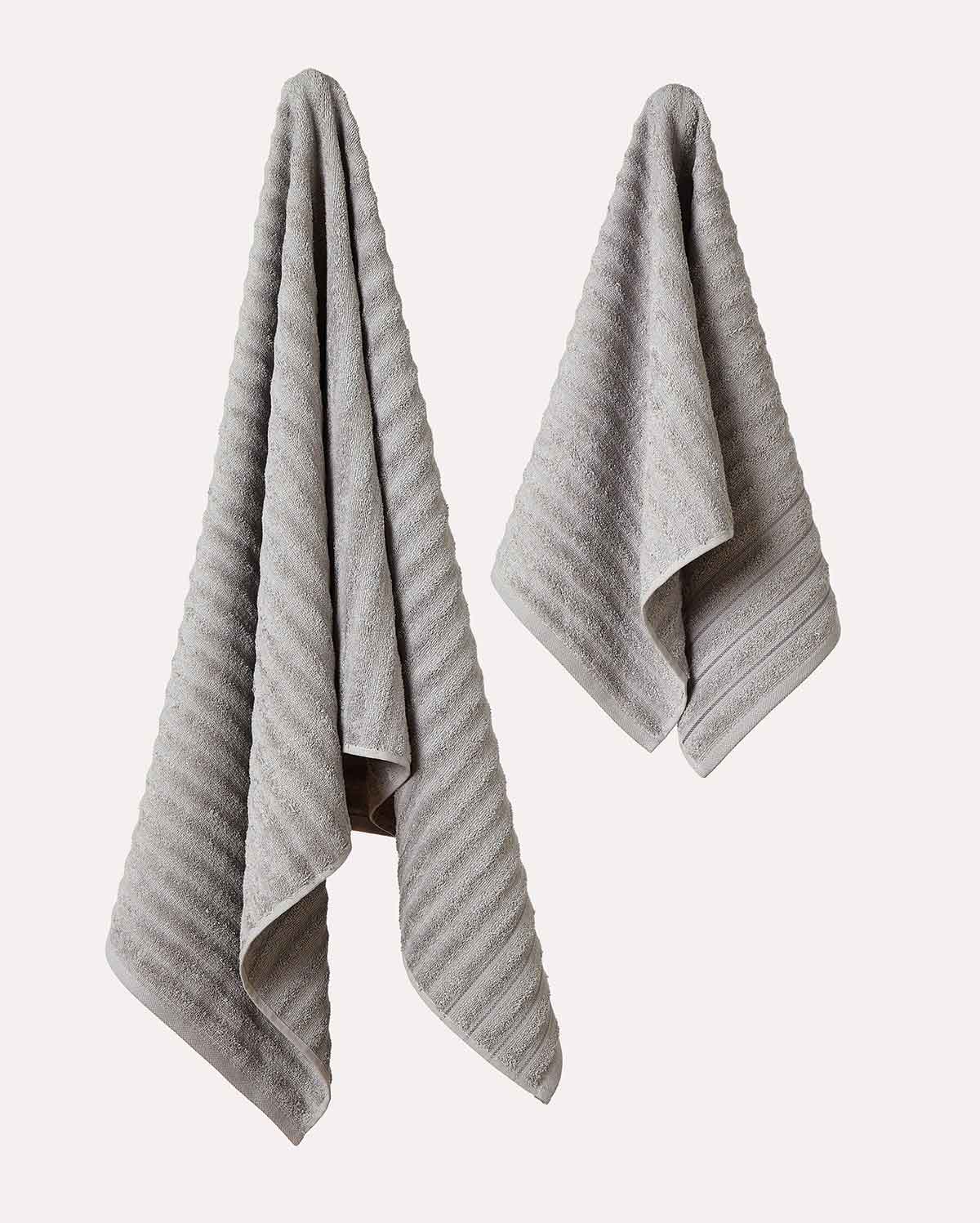 Cotton Ribbed Towel Set - Dark Grey (2 Towels)