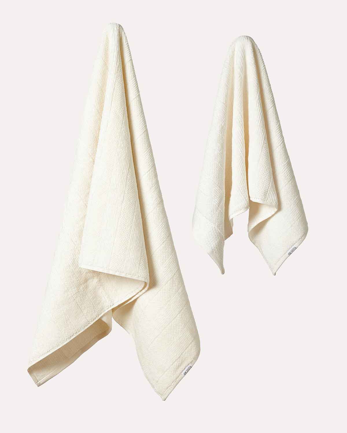 Cotton Velvet Towel Set - Cream (2 Towels)