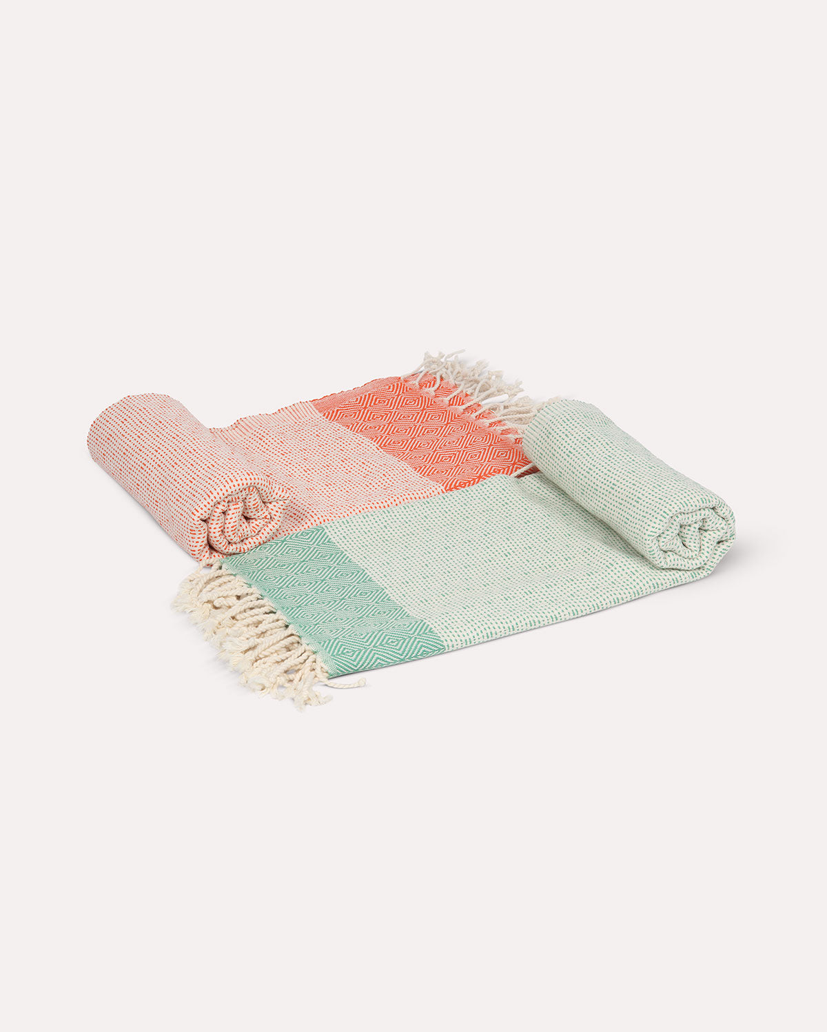 Cotton Peshtemal Towel-Green & White